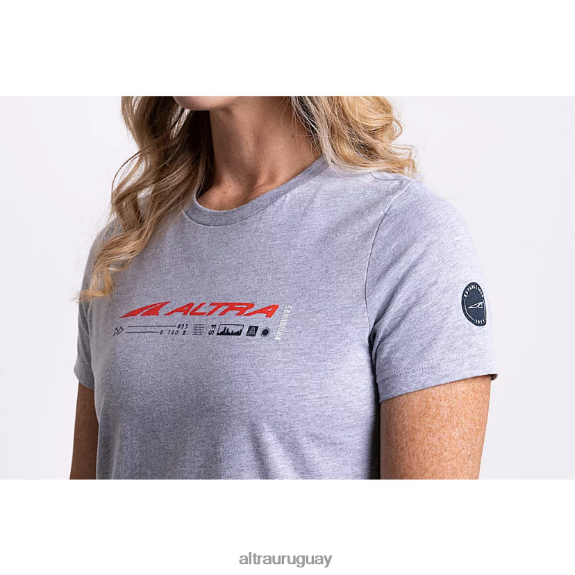 manga corta clásica 8B0NLP148 tapas mujer gris claro/rojo Altra